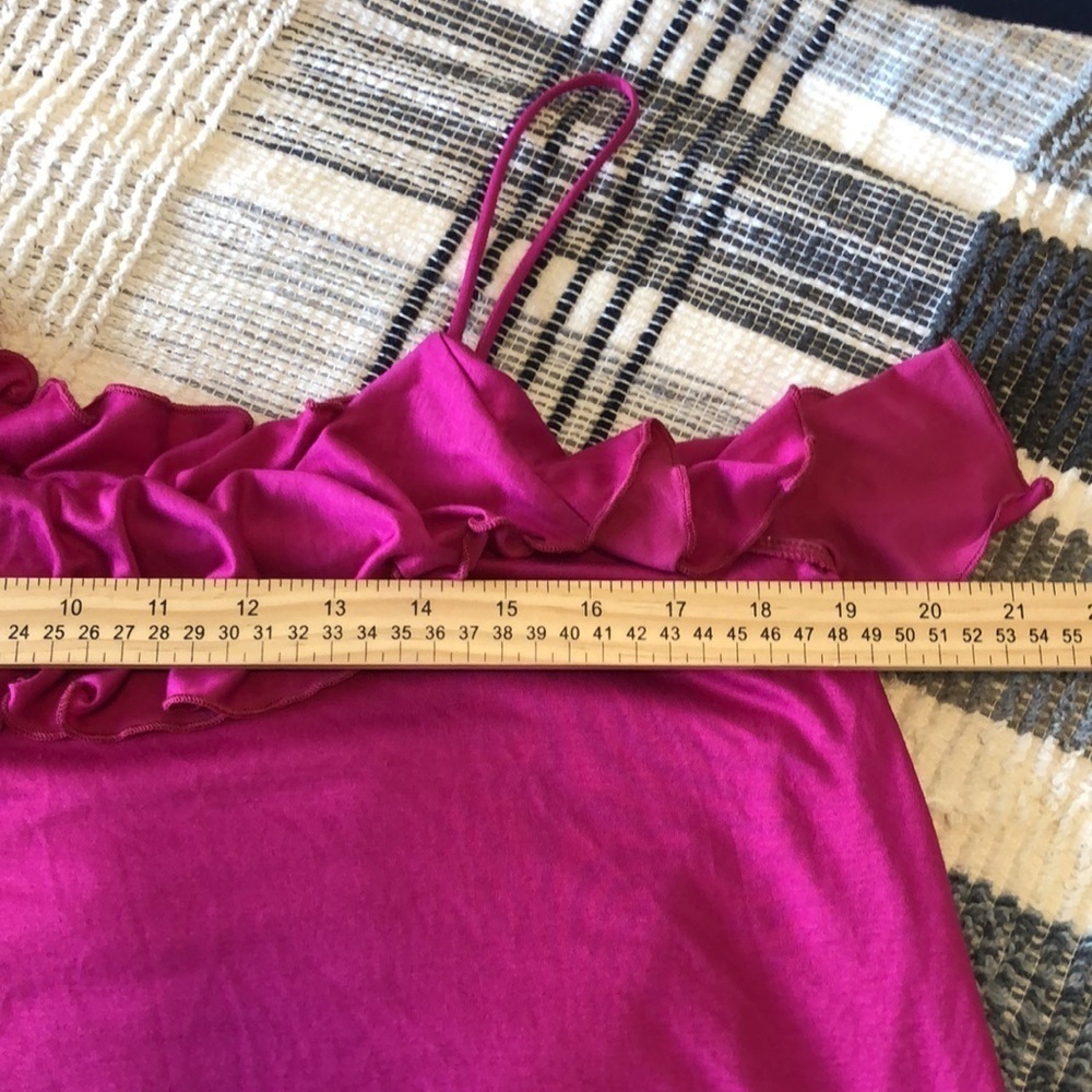 Anthropologie Womens Asymmetrical ruffle cami Sz M Pink Tank Top Feminine Girly - Picture 7 of 8
